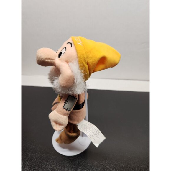 Disney Snow White Sneezy Dwarf Plush Toy 8" Brown & Yellow Soft Fuzzy - Picture 3 of 11